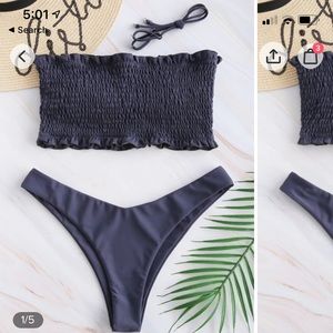 ZAFUL Frill Padded Smocked Bikini Set